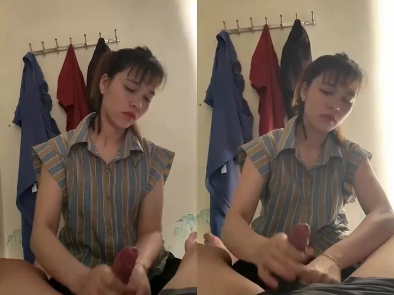 Anh trai đi vắng, ép vợ của anh trai sục chuối xuất tinh